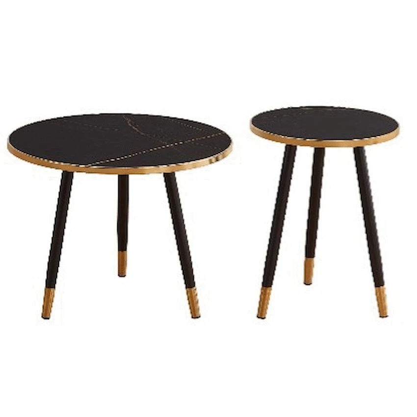 Everfurn Diana Coffee Table Black Marble with Black Legs