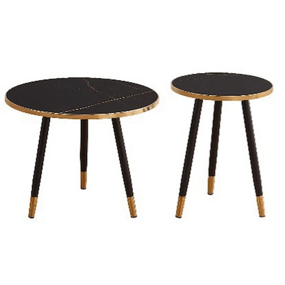 Everfurn Diana Coffee Table Black Marble with Black Legs