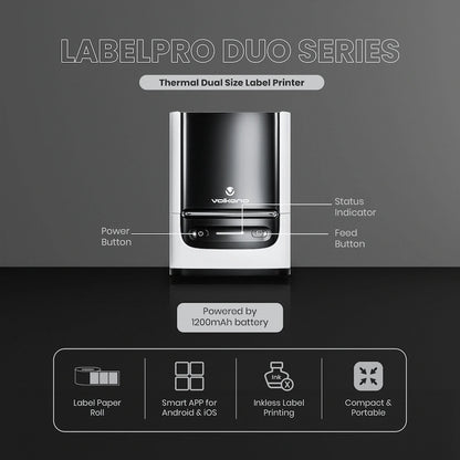 Volkano LabelPro Duo Series Thermal Dual Size Label Printer - Black and White