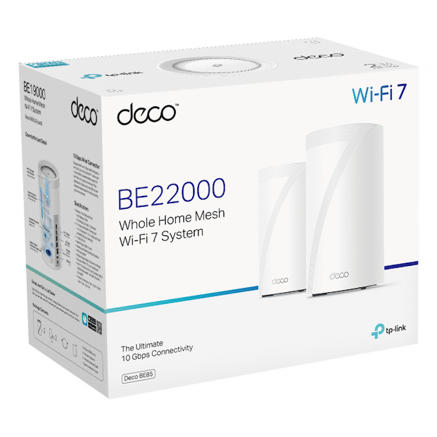 TP-Link Deco BE85 (2-Pack) BE19000 Tri-Band Whole Home Mesh Wi-Fi 7 System