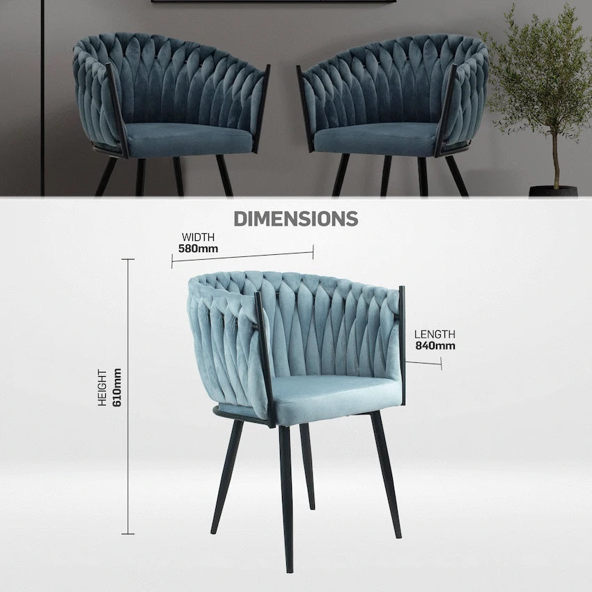 Everfurn Opulent Large Velvet Casual Chair Hazy Blue -2 Pack