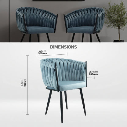 Everfurn Opulent Large Velvet Casual Chair Hazy Blue -2 Pack