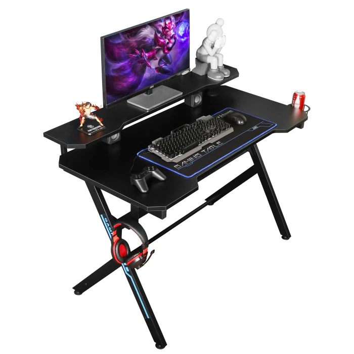 VX Gaming Donahue Gaming Desk - Black with Headphone Hook
