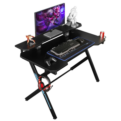 VX Gaming Donahue Gaming Desk - Black with Headphone Hook