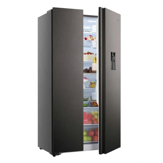 Hisense H670SIT-WD 508L Titanium Inox Side by Side refrigerator with water dispenser