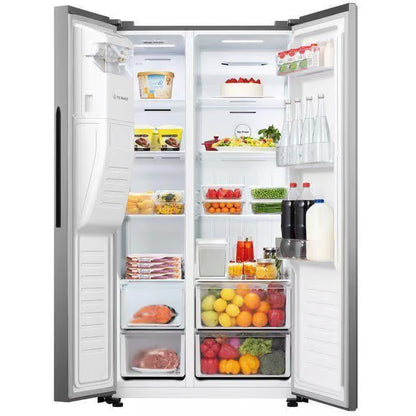 Hisense H690Ss Idl 474L Brushed Stainless Steel Side By Side Refrigerator With Water Dispenser - Everyday Elektronics South Africa