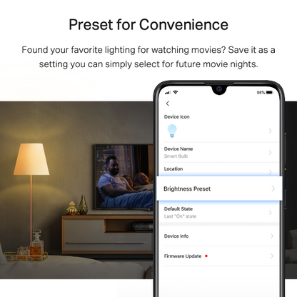 TP-Link Tapo L510E 8.7w Smart Wi-Fi Warm White Light Bulb, Dimmable, A60, E27