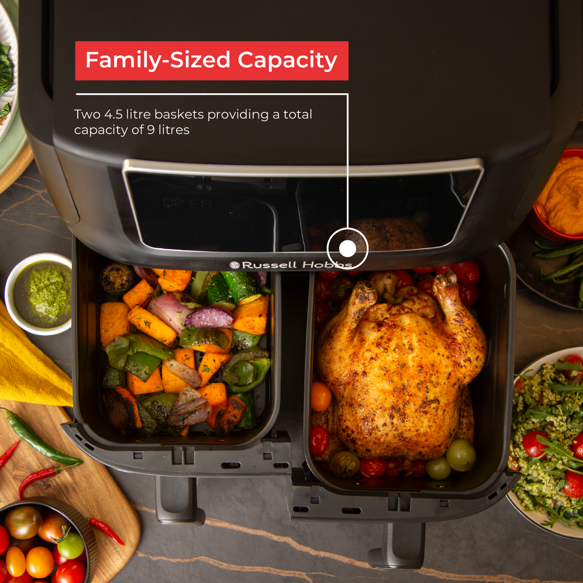 RUSSELL HOBBS 9L DUAL AIR FRYER RHAF09DSS