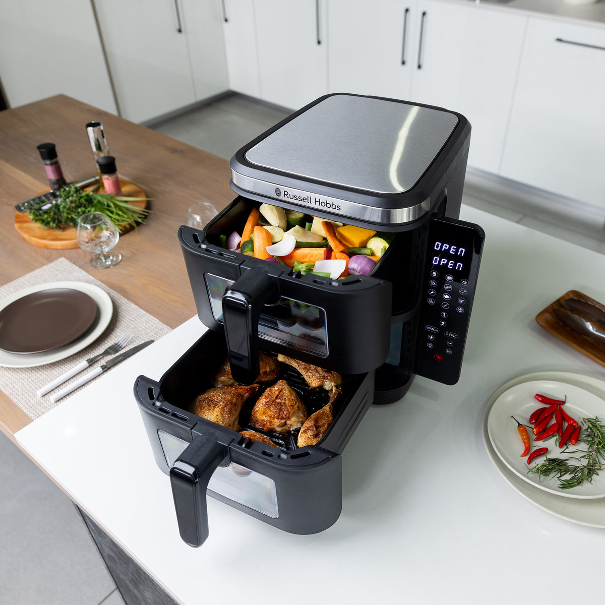 RUSSELL HOBBS 11L DUAL STACK DIGITAL AIR FRYER RHAF11DS