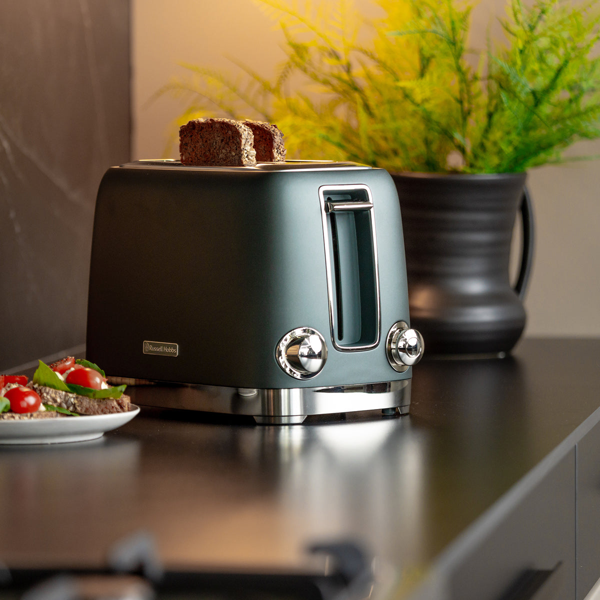 RUSSELL HOBBS AURORA 2 SLICE STAINLESS STEEL TOASTER RHCT09