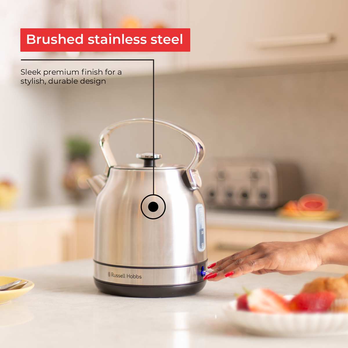 RUSSELL HOBBS 1.7L STAINLESS STEEL CORDLESS KETTLE RHSSK06