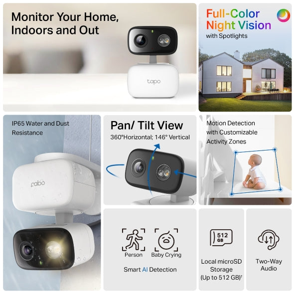 Tapo C206 Pan/Tilt AI Home Security Wi-Fi Camera