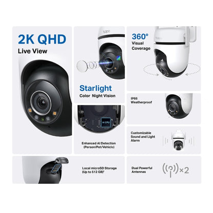 TP-Link Tapo C520WS 4MP 2K QHD Outdoor Pan/Tilt Security Wi-Fi Camera