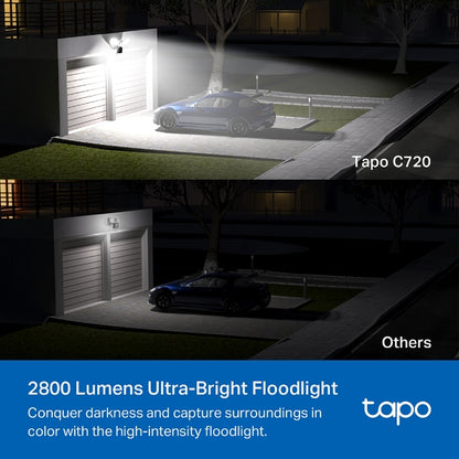 TP-Link Tapo C720 4MP 2K QHD Outdoor security Camera with 2800 lumen floodlight