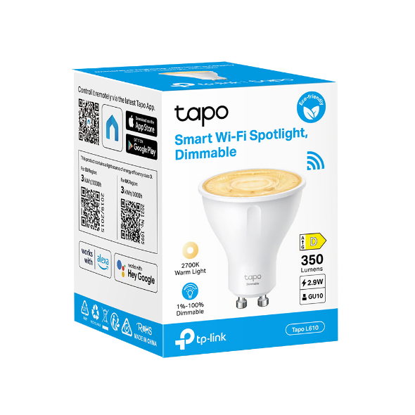 TP-Link Tapo L610 2.9 Smart Wi-Fi Bulb 2.9W Warm White, Dimmable, GU10