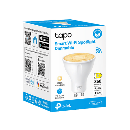 TP-Link Tapo L610 2.9 Smart Wi-Fi Bulb 2.9W Warm White, Dimmable, GU10