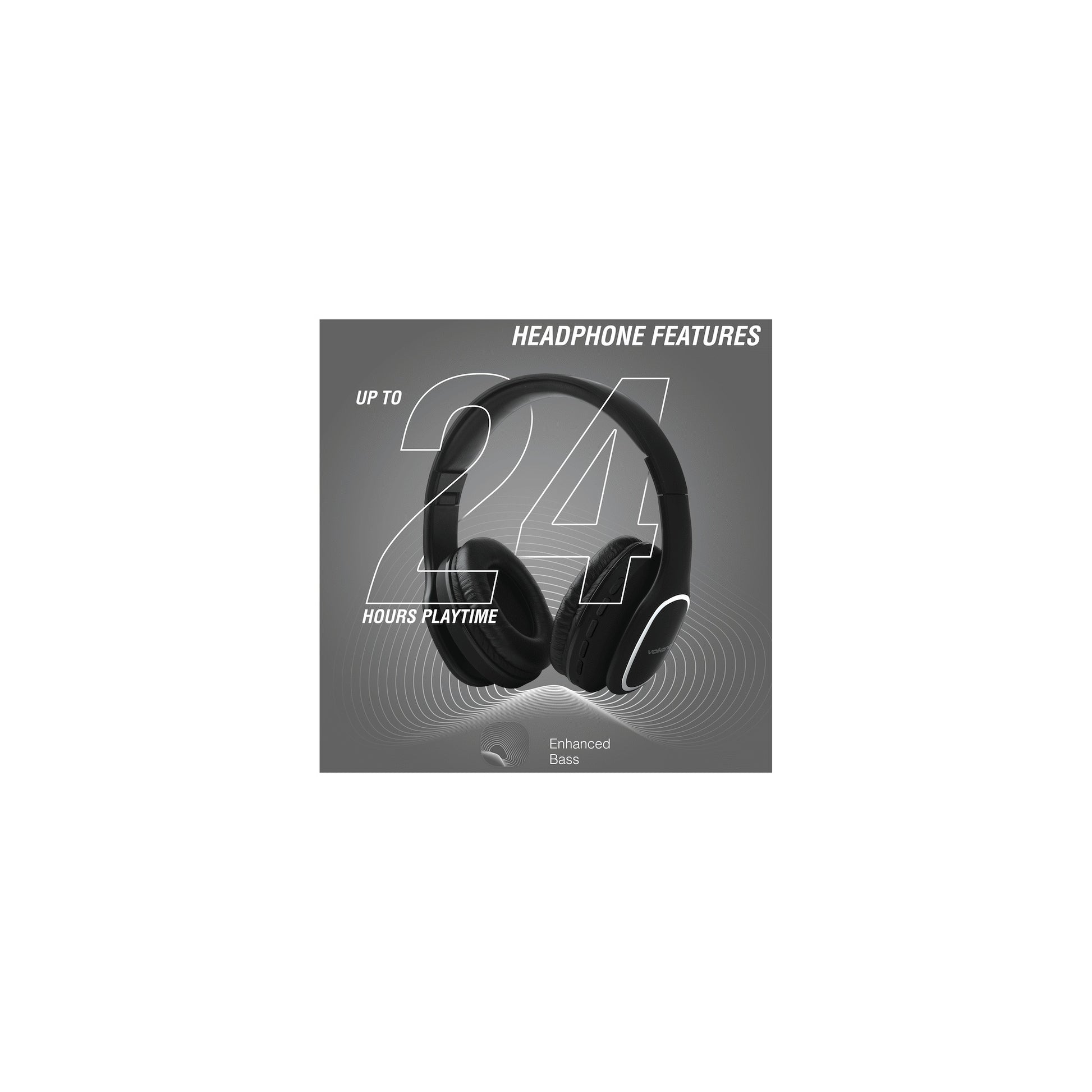 Volkano Phonic Series Bluetooth Full Size Headphones Black - Everyday Elektronics South Africa