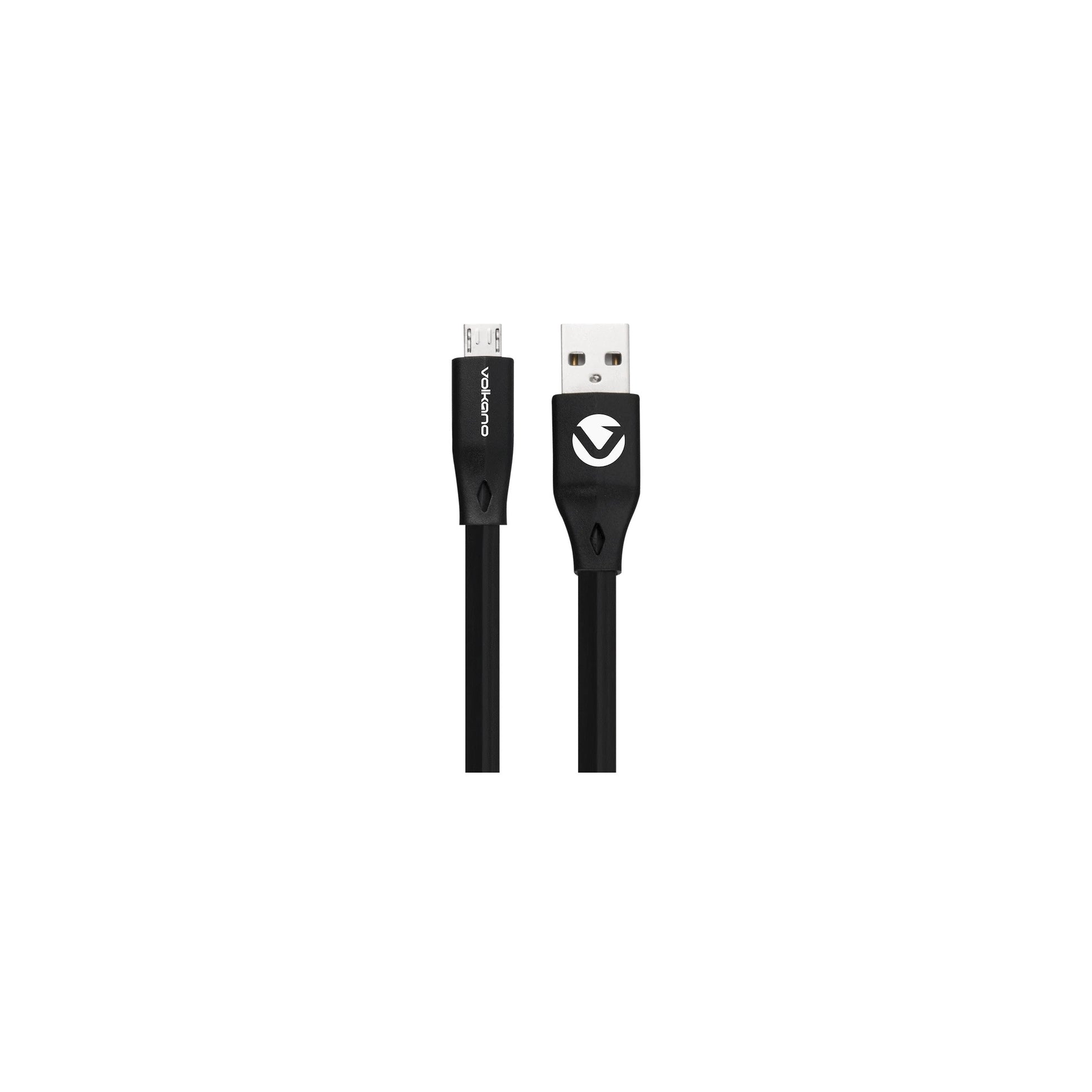 Volkano Slim Series Flat Pvc Micro Usb Cable 12M Black - Everyday Elektronics South Africa