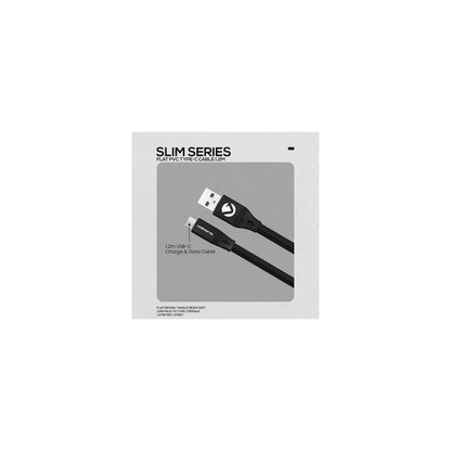 Volkano Slim Series Flat Pvc Type C Cable 12M Black - Everyday Elektronics South Africa