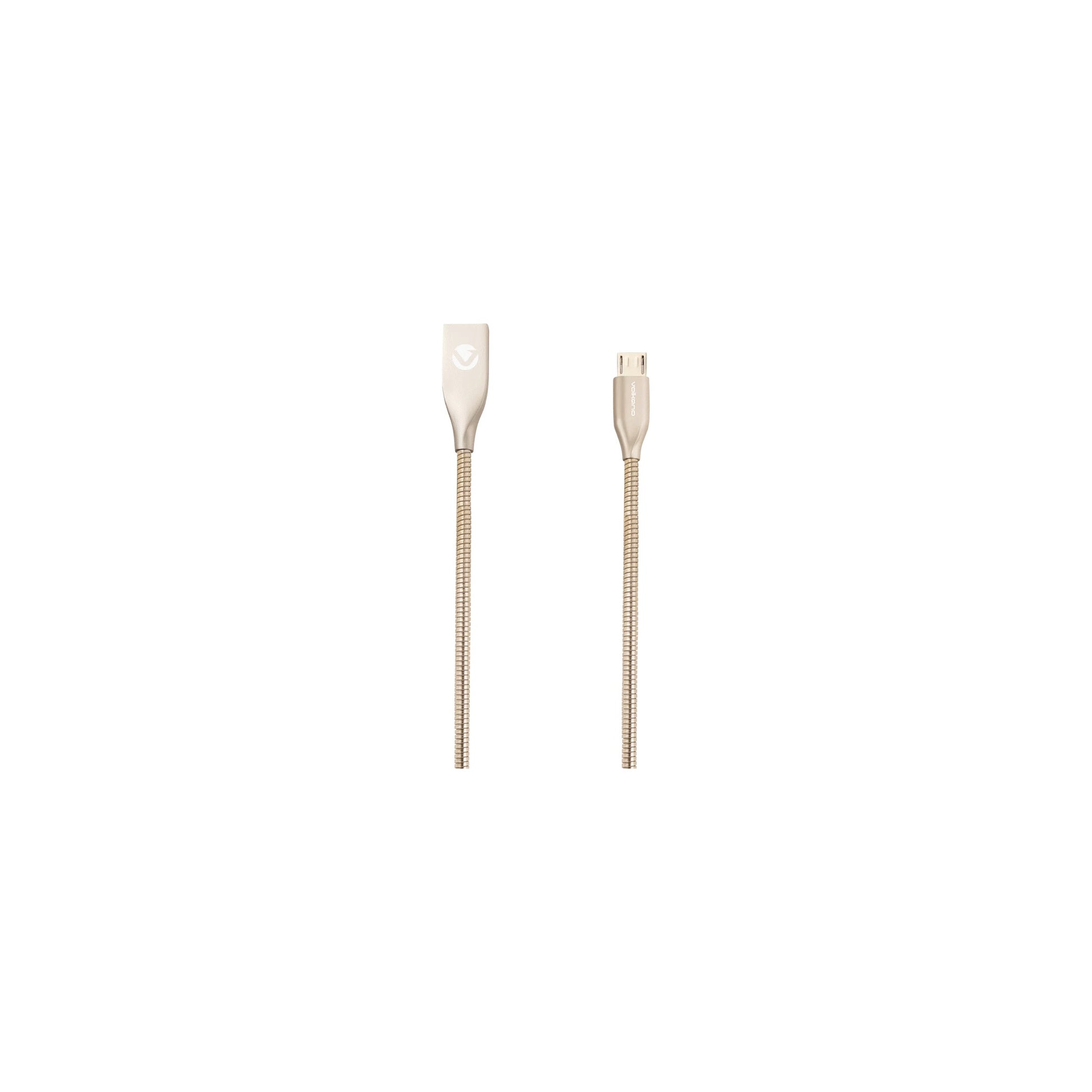 Volkano Iron Series Round Metallic Spring Micro Usb Cable 12M Champagne Gold - Everyday Elektronics South Africa