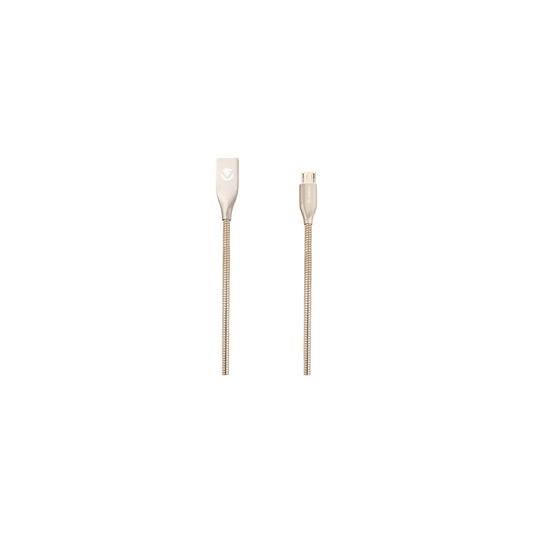 Volkano Iron Series Round Metallic Spring Micro Usb Cable 12M Champagne Gold - Everyday Elektronics South Africa