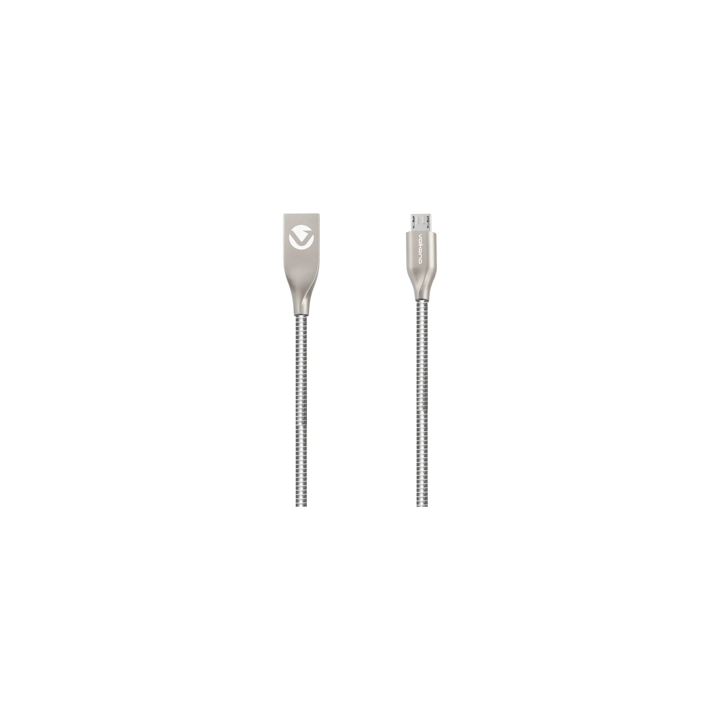Volkano Iron Series Round Metallic Spring Micro Usb Cable 12M Silver - Everyday Elektronics South Africa