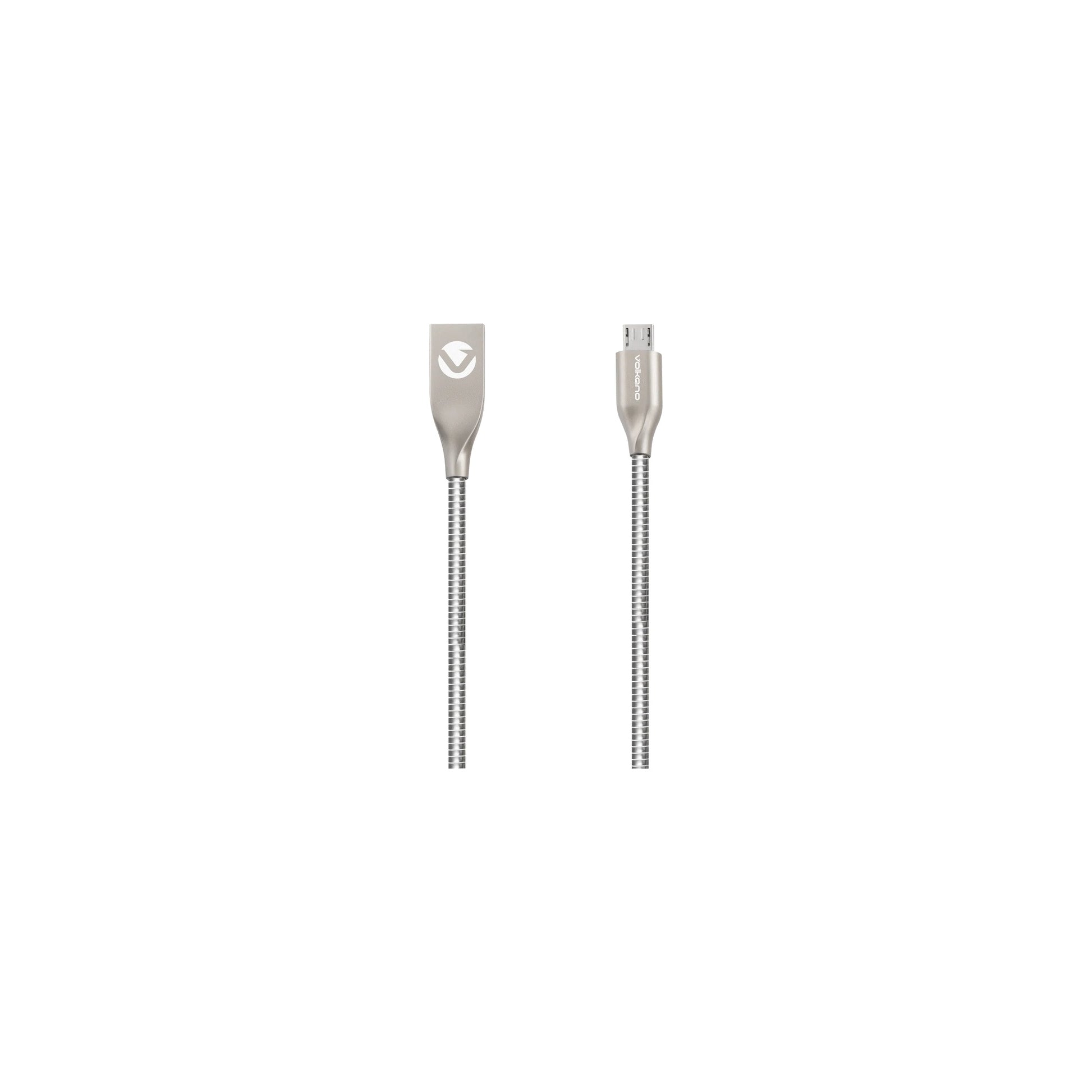 Volkano Iron Series Round Metallic Spring Micro Usb Cable 12M Silver - Everyday Elektronics South Africa