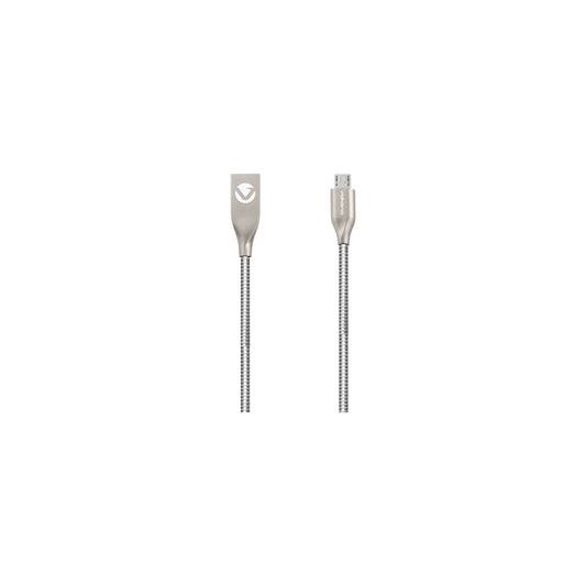 Volkano Iron Series Round Metallic Spring Micro Usb Cable 12M Silver - Everyday Elektronics South Africa