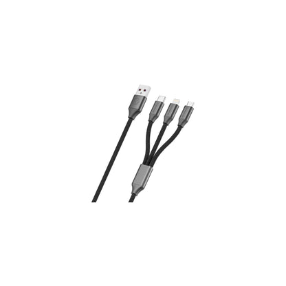 Volkano Weave Series Fabric Braided 3 In 1 Type Clightningmicro Cable 1M Black - Everyday Elektronics South Africa
