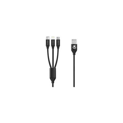 Volkano Weave Series Fabric Braided 3 In 1 Type Clightningmicro Cable 1M Black - Everyday Elektronics South Africa