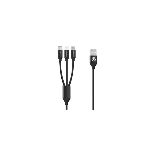 Volkano Weave Series Fabric Braided 3 In 1 Type Clightningmicro Cable 1M Black - Everyday Elektronics South Africa