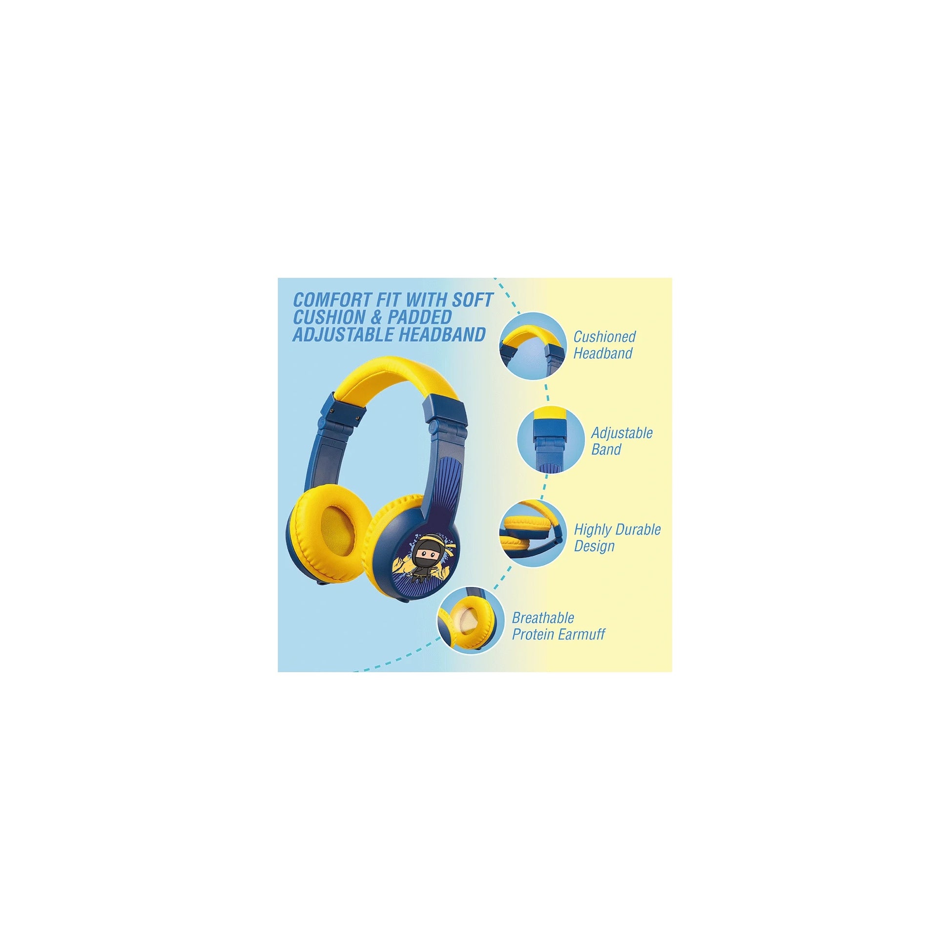 Volkano Sidekick Series Wired Kiddies Headphones With Share Port Yellowblue - Everyday Elektronics South Africa