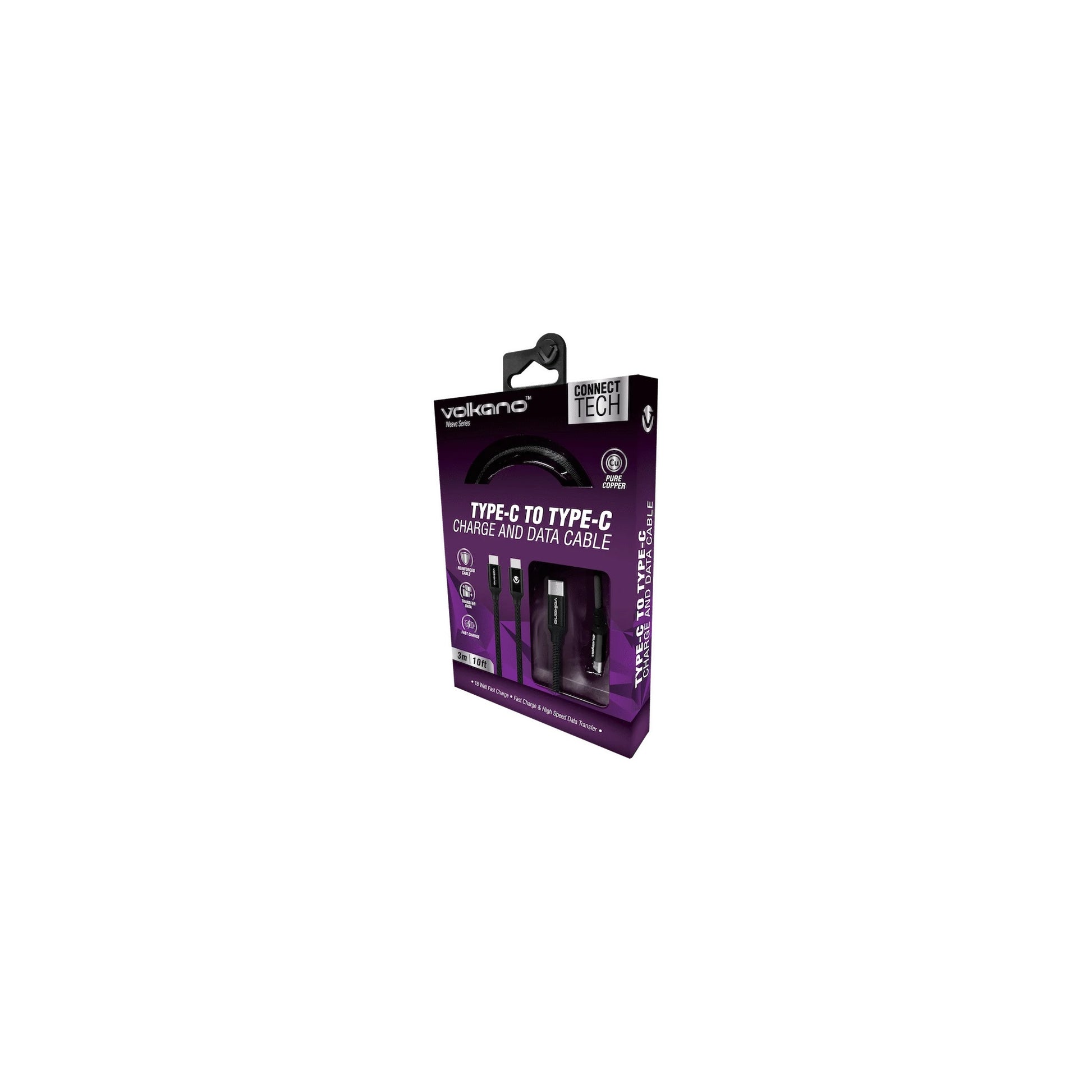 Volkano Weave Series Type C To Type C Cable 3M 60W Black - Everyday Elektronics South Africa
