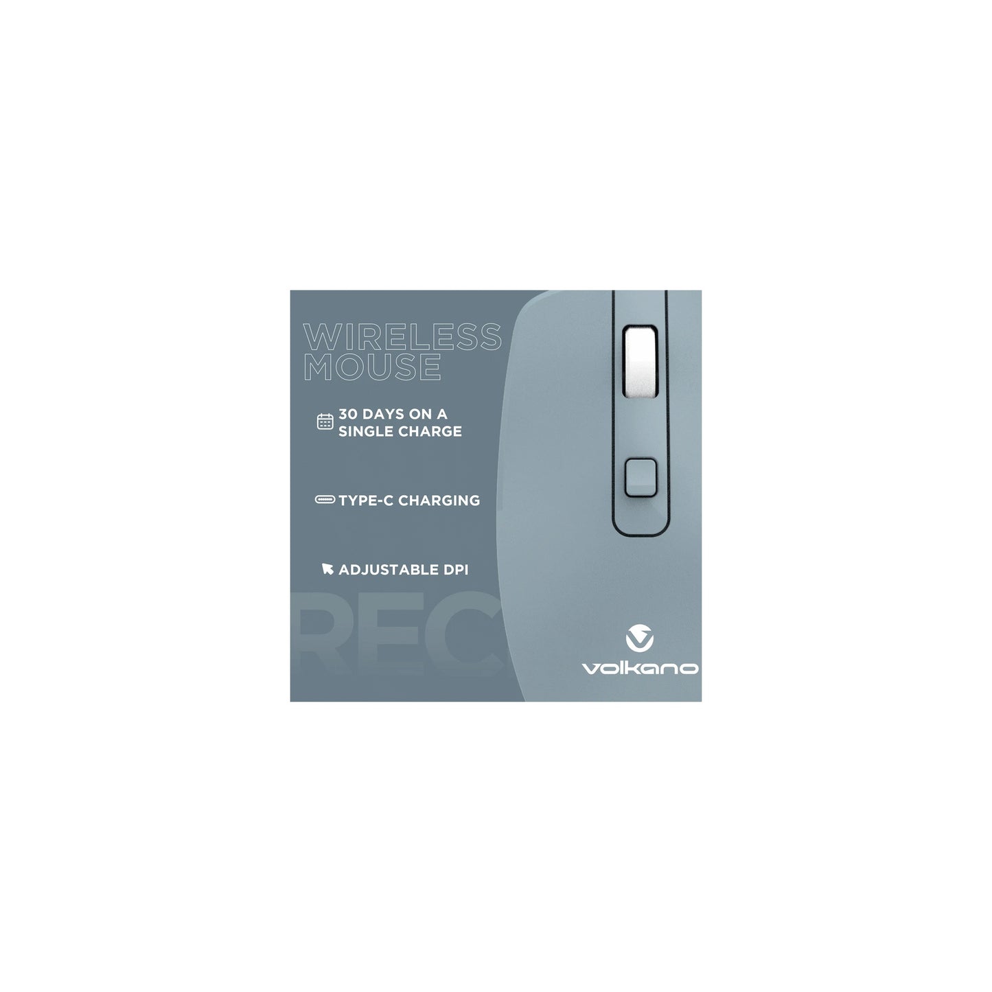 Volkano Granite Series Rechargeable Wireless Mouse Blue - Everyday Elektronics South Africa