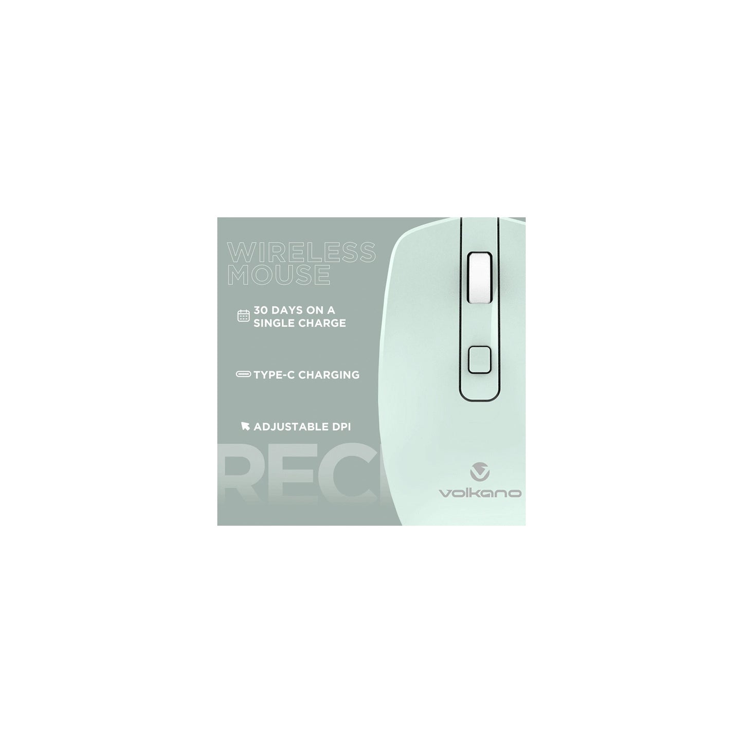 Volkano Granite Series Rechargeable Wireless Mouse Green - Everyday Elektronics South Africa