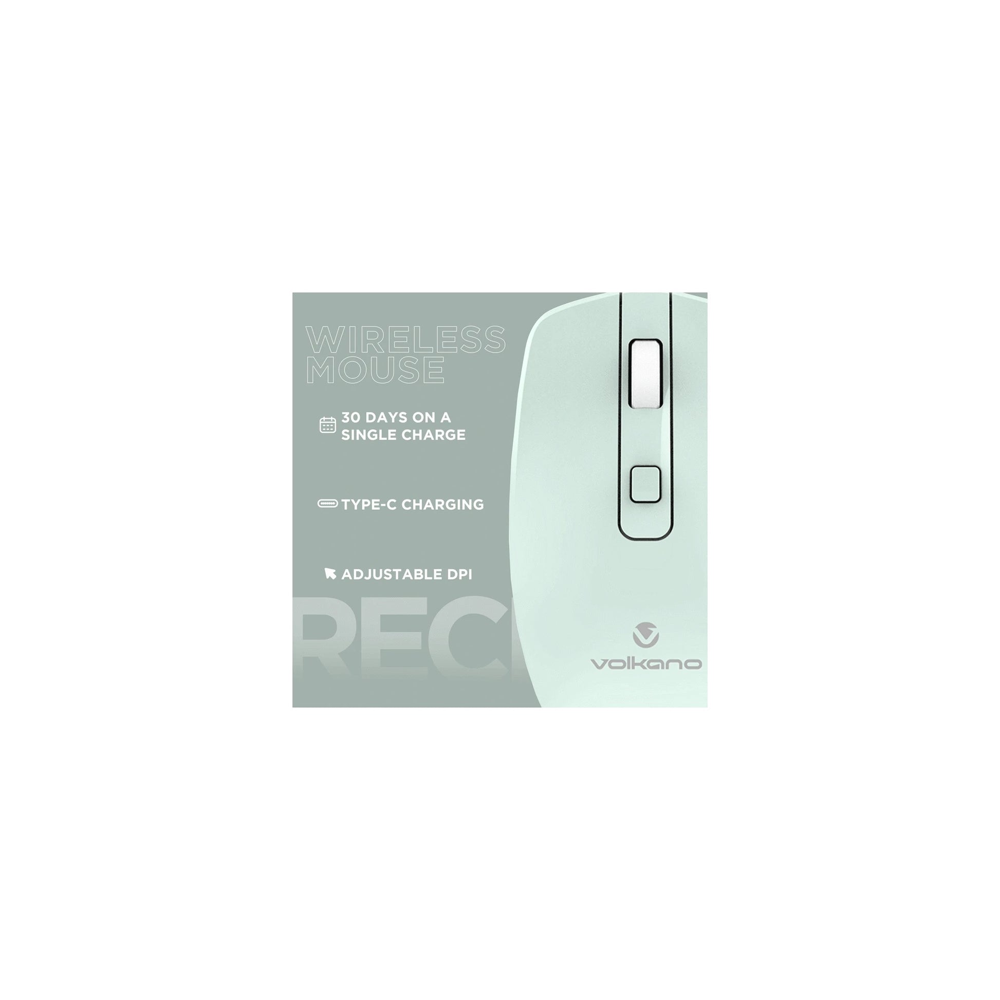 Volkano Granite Series Rechargeable Wireless Mouse Green - Everyday Elektronics South Africa