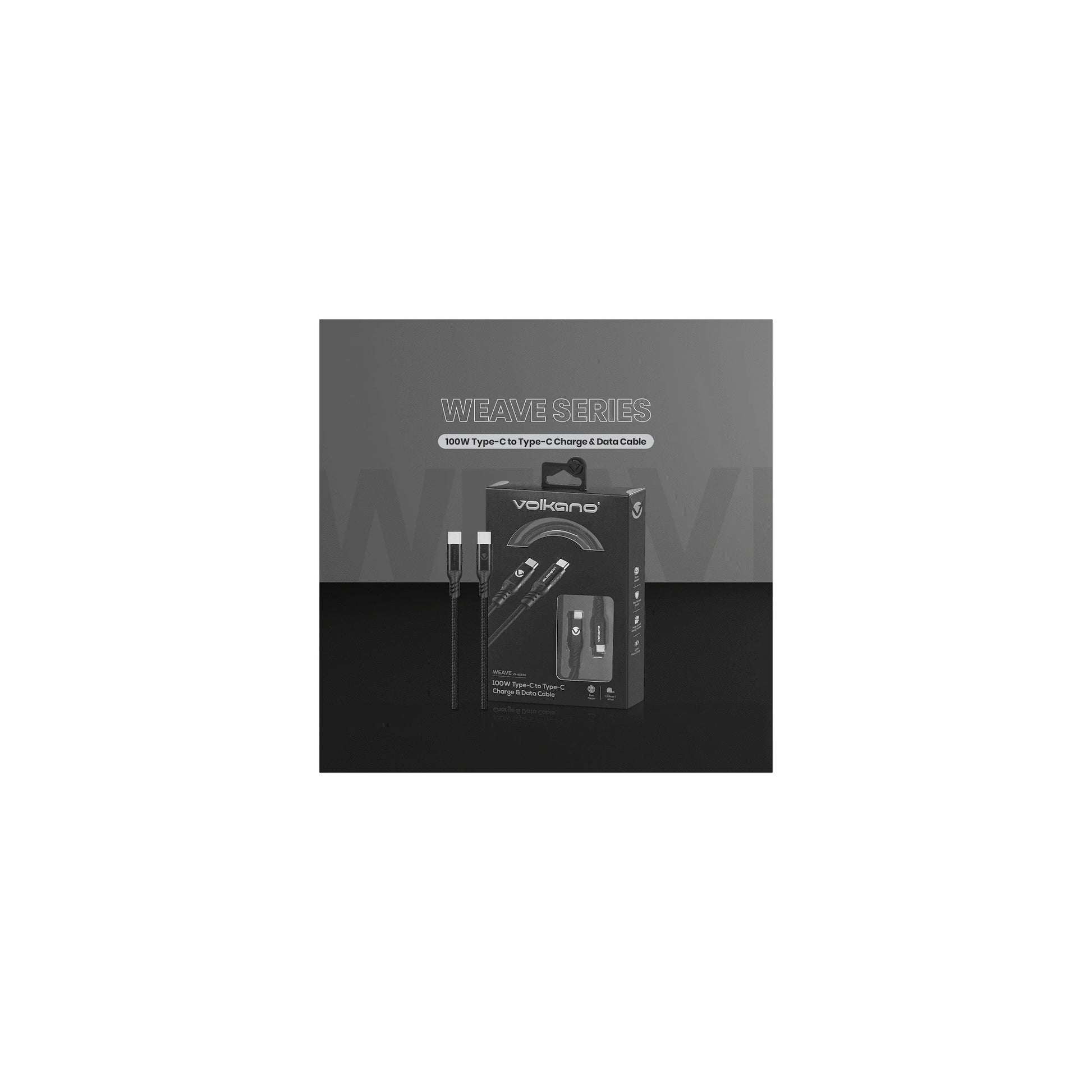 Volkano Weave Series 100W Type C To Type C 12M - Everyday Elektronics South Africa