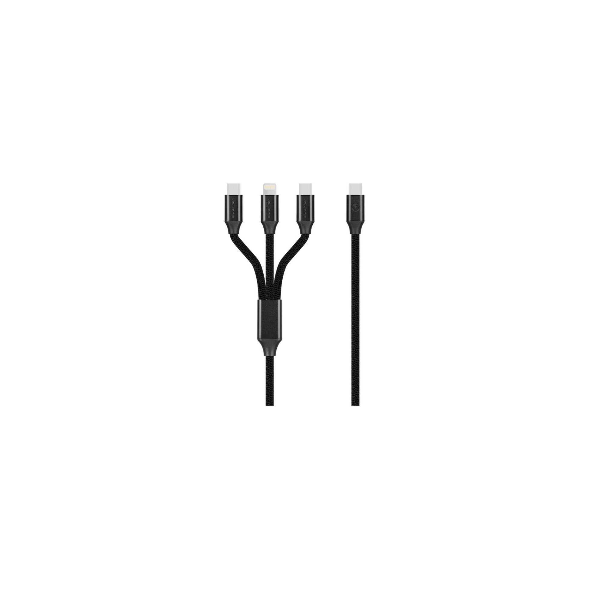 Volkano Weave Series 65W 3 In 1 Charge Cable Black - Everyday Elektronics South Africa