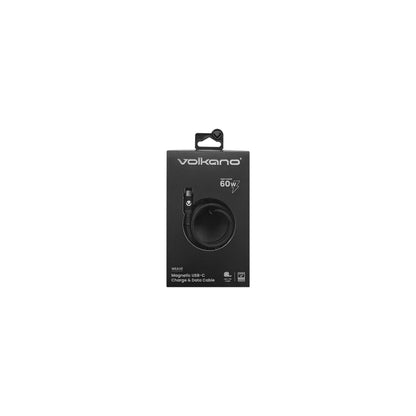 Volkano Weave Series 60W Magnetic Type C Cable Black - Everyday Elektronics South Africa