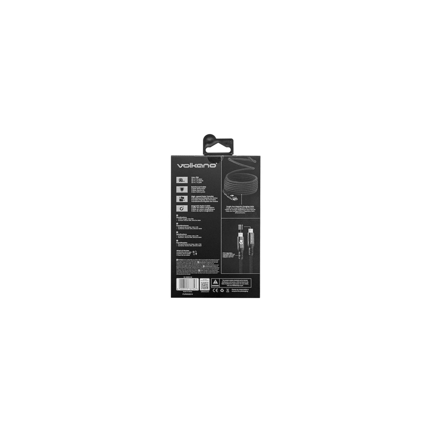 Volkano Weave Series 60W Magnetic Type C Cable Black - Everyday Elektronics South Africa