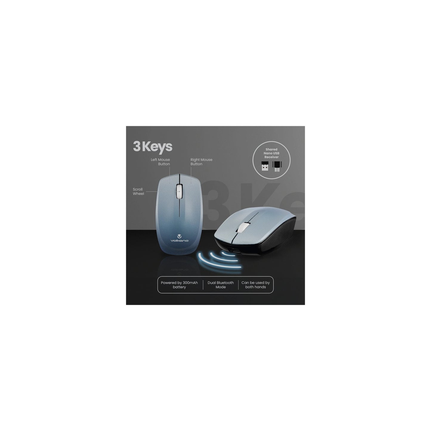 Volkano Prism Series Bluetooth Wireless Keyboard And Mouse Grey - Everyday Elektronics South Africa