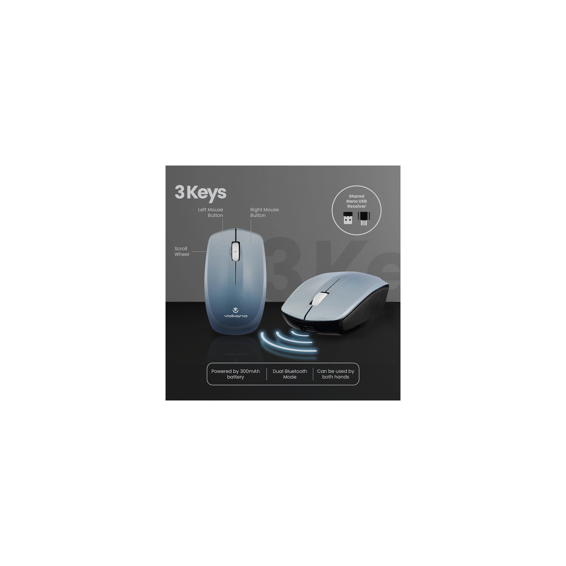 Volkano Prism Series Bluetooth Wireless Keyboard And Mouse Grey - Everyday Elektronics South Africa
