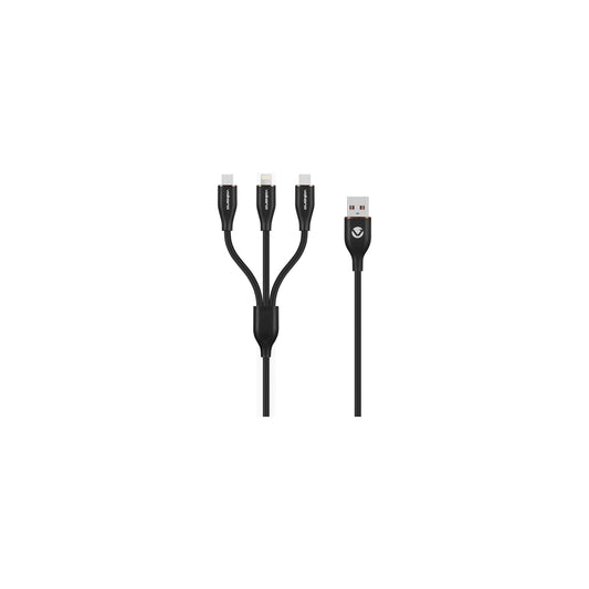 Volkano Flexi Series 3 In 1 Charging Cable Black - Everyday Elektronics South Africa