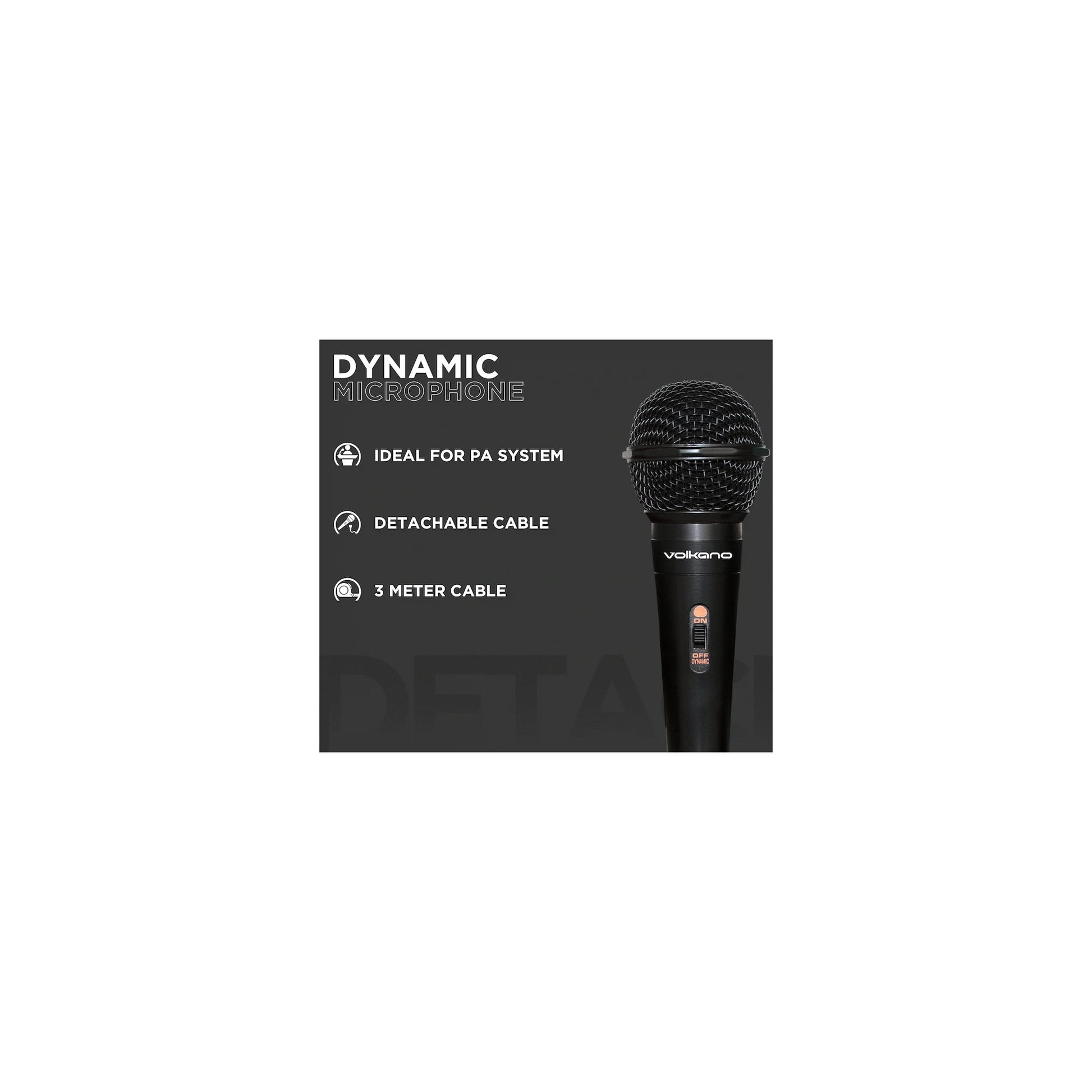 Volkano Ace Series Metal Wired Dynamic Vocal Microphone Black - Everyday Elektronics South Africa