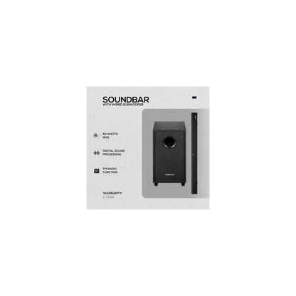 Volkano Cascade 50W Soundbar Wired Subwoofer Black - Everyday Elektronics South Africa