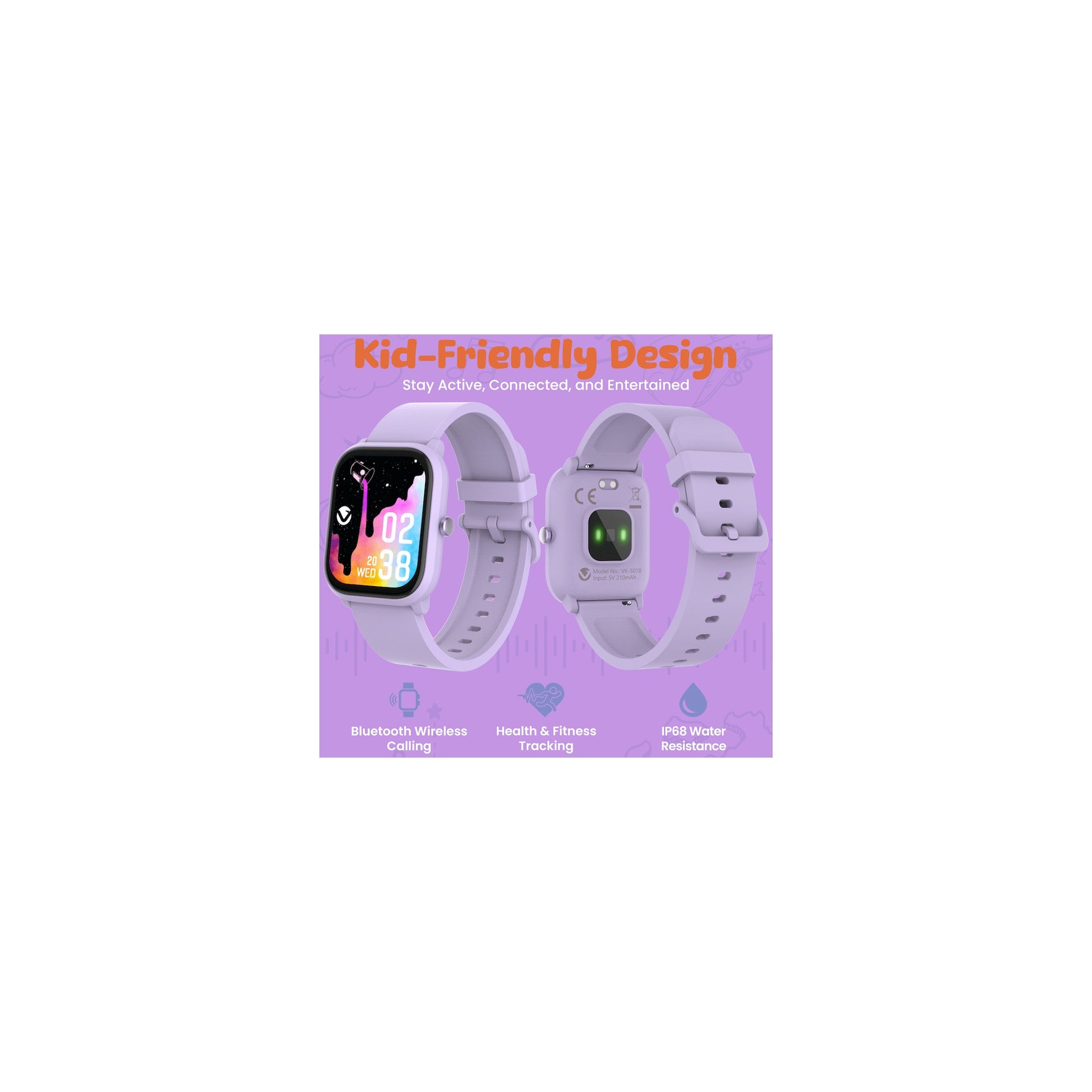 Volkano Vivo Series Kids Smart Watch Lilac Purple - Everyday Elektronics South Africa