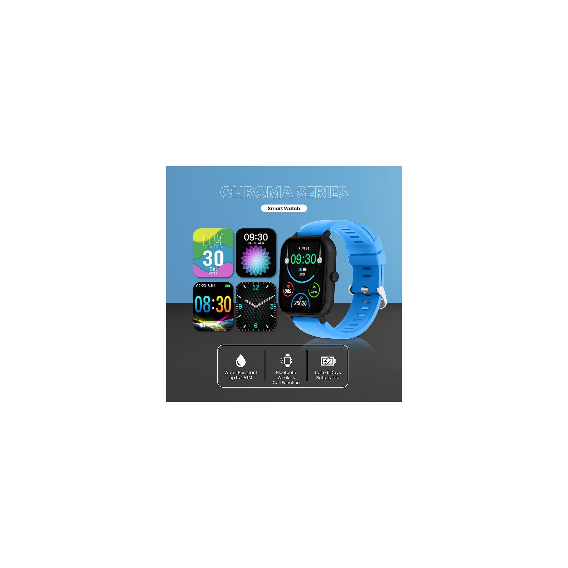 Volkano Chroma Series Smartwatch With Blue Strap - Everyday Elektronics South Africa