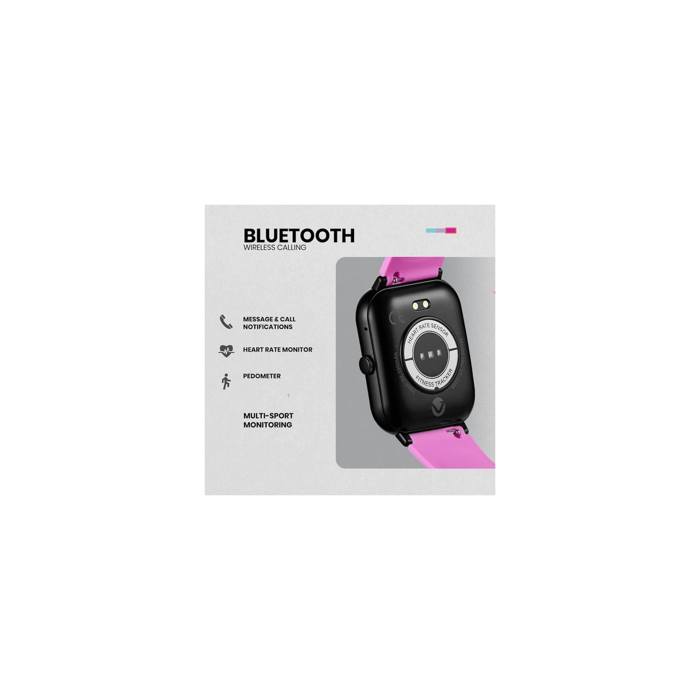 Volkano Chroma Series Smartwatch With Flamingo Pink Strap - Everyday Elektronics South Africa