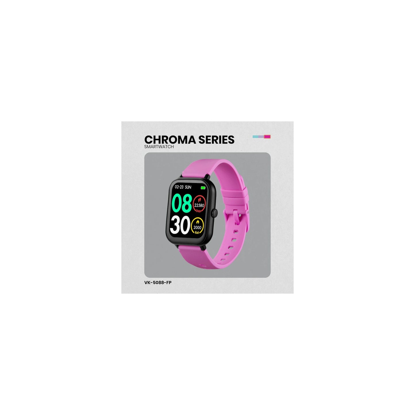 Volkano Chroma Series Smartwatch With Flamingo Pink Strap - Everyday Elektronics South Africa