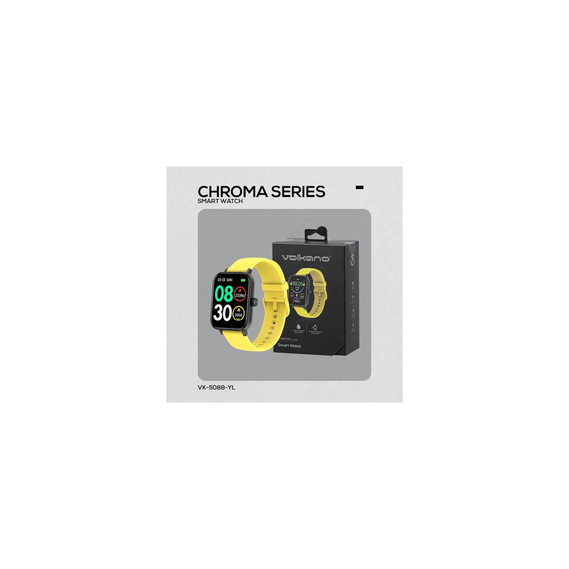 Volkano Chroma Series Smartwatch With Yellow Strap - Everyday Elektronics South Africa